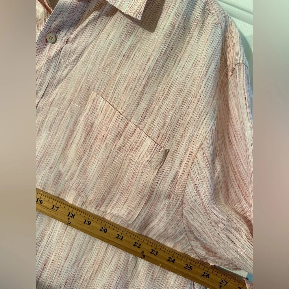 TOMMY BAHAMA Men’s XXL Long Sleeve 100% Linen Pink Gradient Pinstripe PRISTINE - Picture 10 of 14